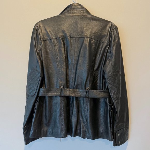 Alain de France 100% Authentic Black Leather Jacket with Quilted Moto Accents - Picture 6 of 7